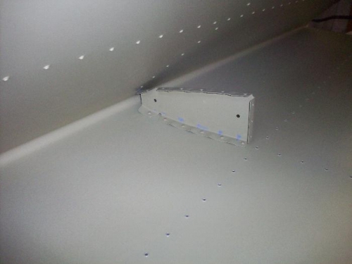 HS-707 riveted to the top side of the left HS skin.  I flipped it over to take the pic.