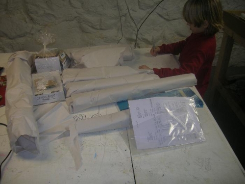 Quinn with some of the parts