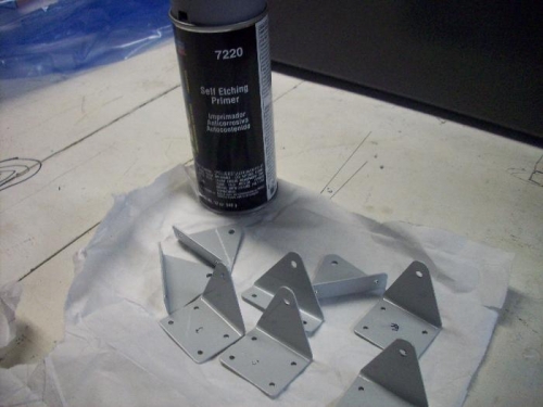 About to prime the through holes in the rear spar brackets.