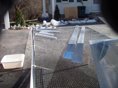 The frame that I built to hold the parts for drying.