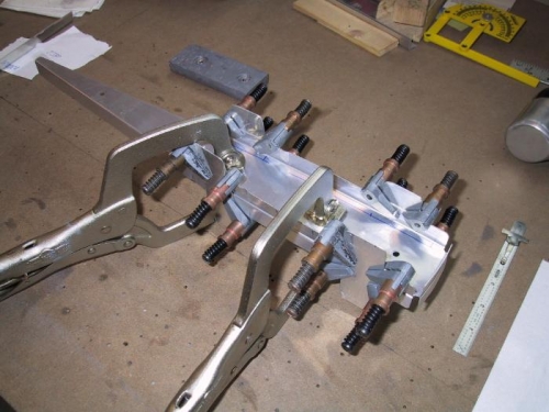 The tip ribs have been aligned and clamped together.