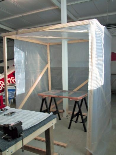 Paint booth under construction.