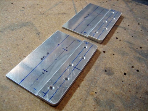 The components of the pedal extensions, ready for bending and riveting,