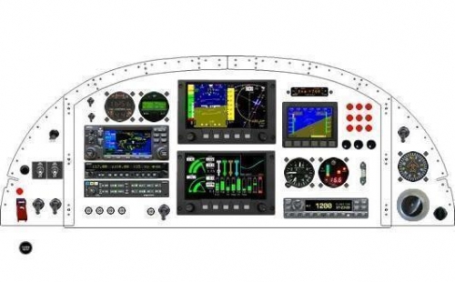 My latest instrument panel plan, minus the labels. The annunciator lights should be rectangular.