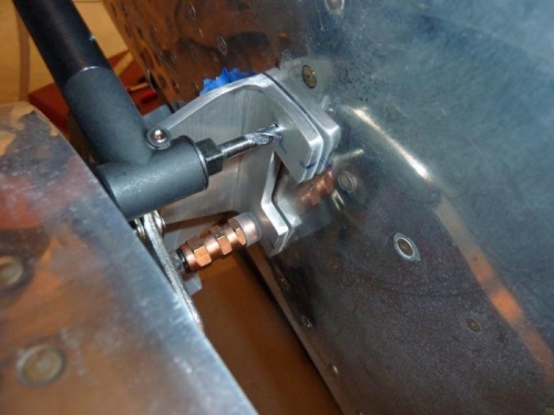 Drilling the left forward spar attachment angle.