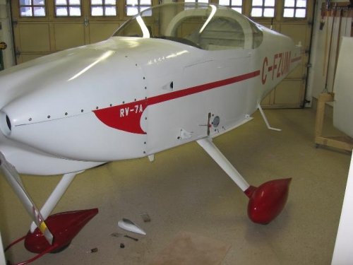 Gear leg and wheel fairings fitted