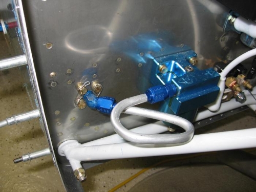 Tubing from the gascolator to the fuel flow transducer installed