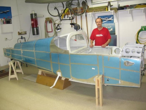 F-774 fuselage top skin and rollover bar installed