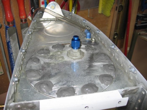 Right fuel tank resealed and pressure checked OK