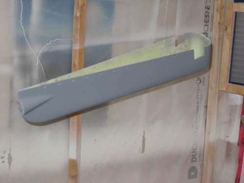 Rudder lower fairing UV blocker applied