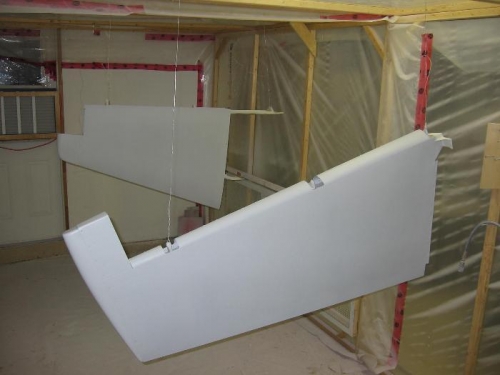 Rudder and vertical stabilizer priming carried out