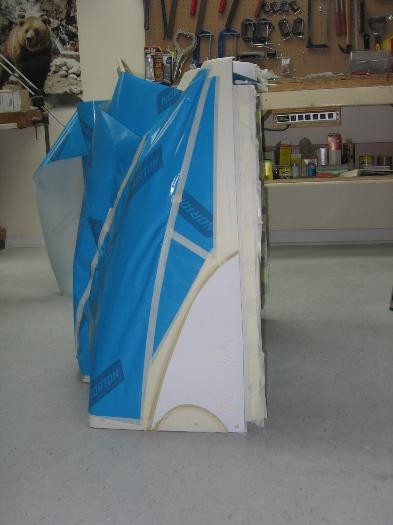 Lower engine cowling masked for painting