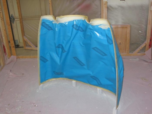 Upper engine cowling masked for painting