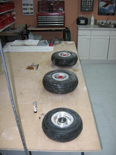 Main wheels and nose wheel assembled