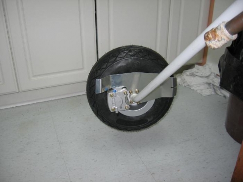 Left wheel and brake assembly mounted