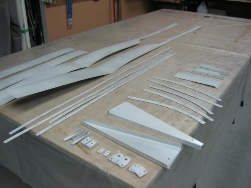 Wing tip fairing, canopy and wing to body fairing parts primed