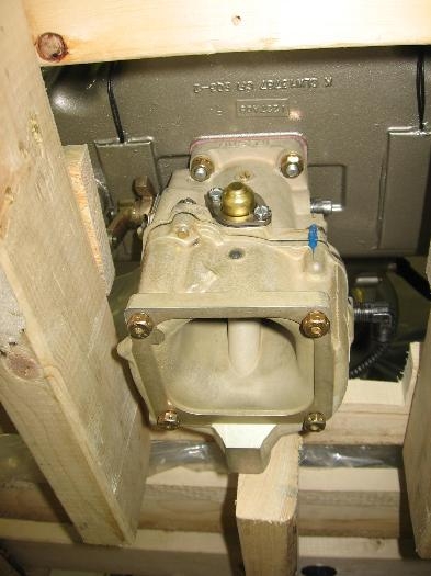 The carburetor installed