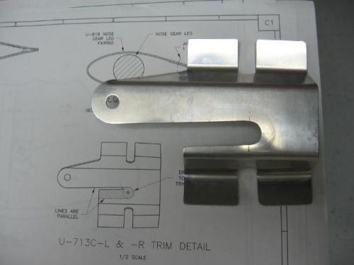 U-713C Nose gear fairing brackets trimmed