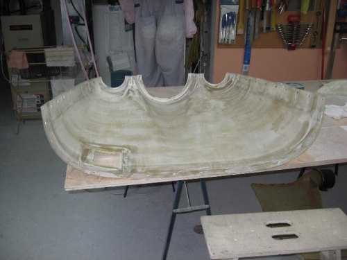 Upper engine cowling sanded and a second micro coat applied