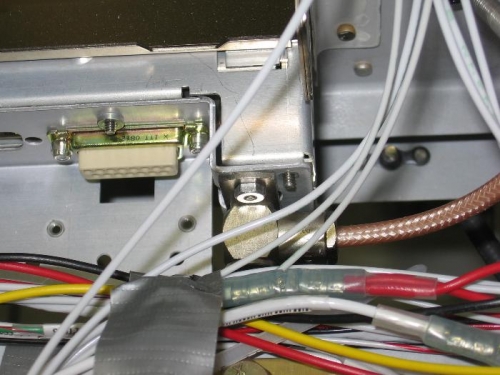 Antenna coaxial feed cable connected and routed