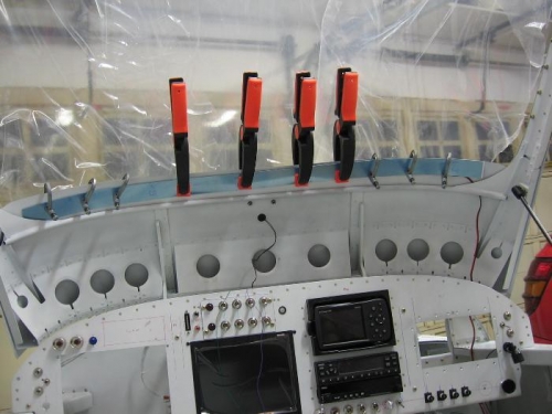 Installed the compass and bonded on the glareshield LED light strip