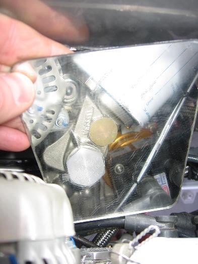 Missing 90 degree oil filter adapter blanking plug installed