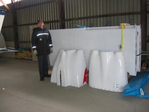 Unloaded the various parts and placed them in the back of the hangar