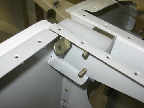 Canopy hinge blocks match drilled to F-745 and F-744 ribs