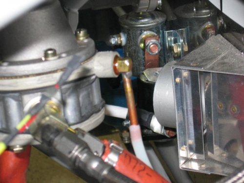 Fuel pump overflow line installed