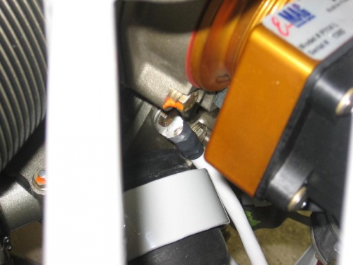 Engine crankcase ground cable installed