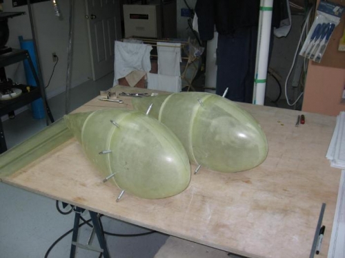 Main wheel fairings clecoed together