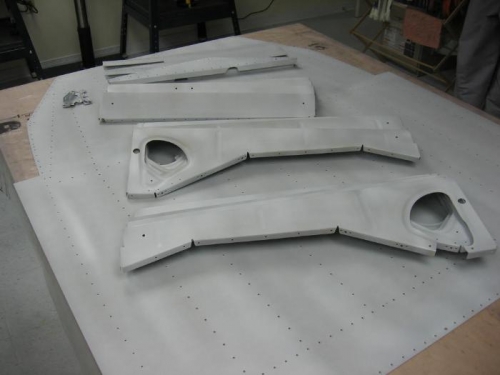 Primed fuselage center section parts