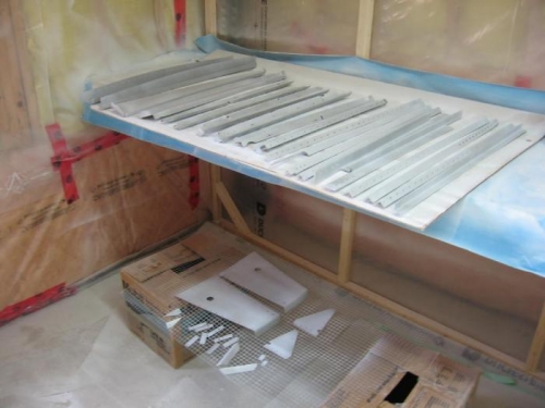 Primed longerons, ribs, etc..