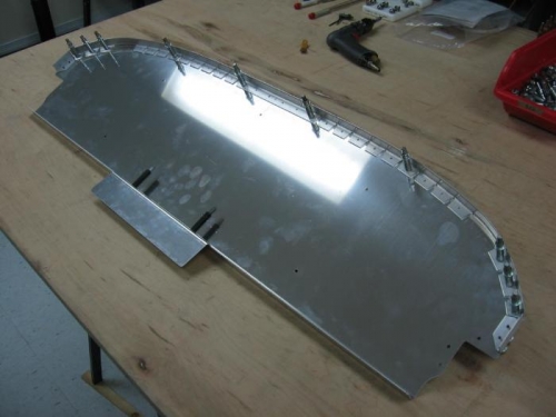 The intrument panel with the F-703B and  F-703C angle drilled and clecoed