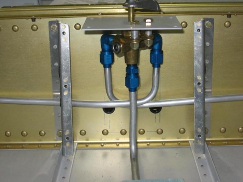 Fuel tank selector valve with fuel lines attached