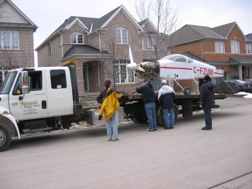 Loaded on the truck for transport to the airport