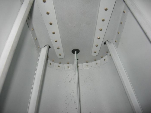 Aft bulheads drilled, grommets installed, nav and strobe light wiring routed
