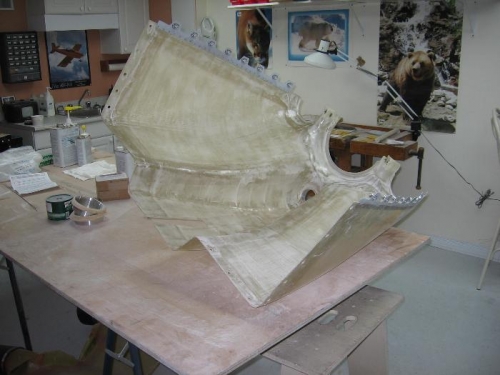 Lower engine cowl inner face sanded and a second micro application started