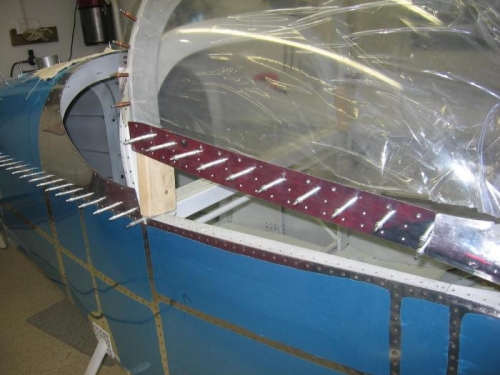 C-603 canopy side skirt fitted and drilled