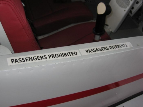 Passengers prohibited placards installed for the test period