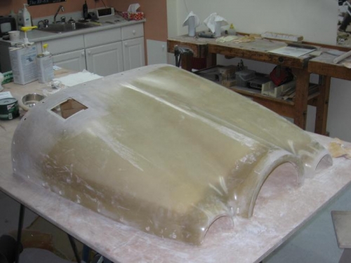 Upper cowling inner face sanding completed and outer face sanding started