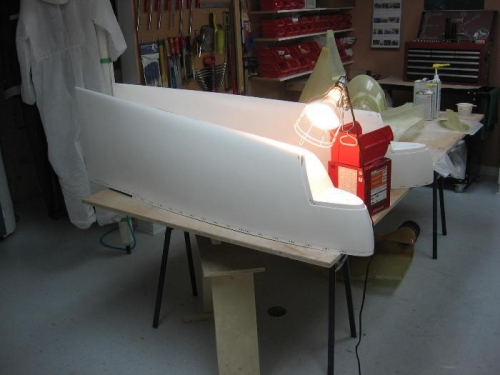 Wing tip fairings sanded and filler applied