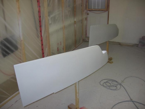Wing tip fairings primed