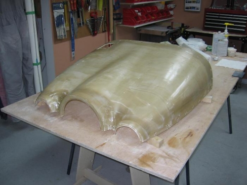 Upper engine cowling outer face sanded and micro applied