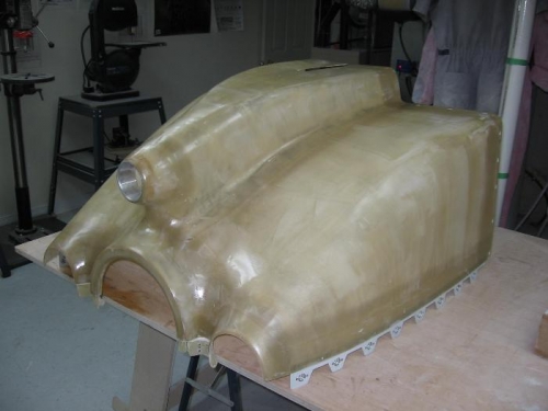 Lower engine cowling outer face sanded and micro applied