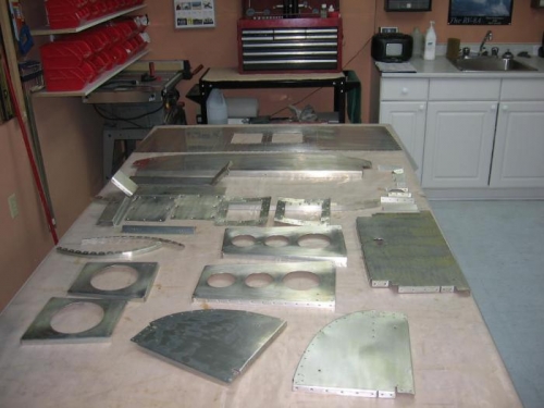 Forward upper fuselage components ready for priming