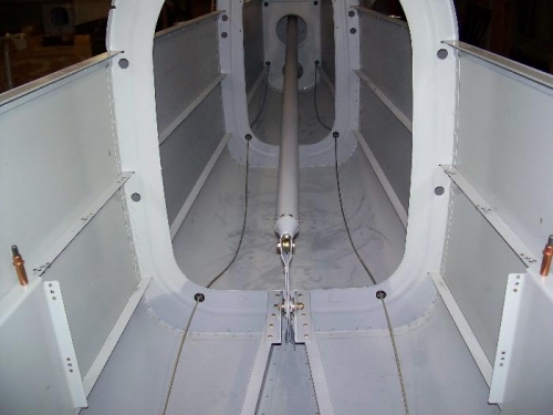 Here is the aft elevator control rod, looking back towards the tail