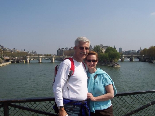 Vicki and I on a bridge over the Sein River