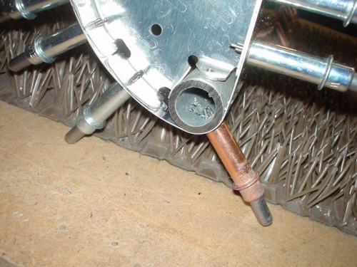 Galvanized steel water pipe in the leading edge for a counterweight