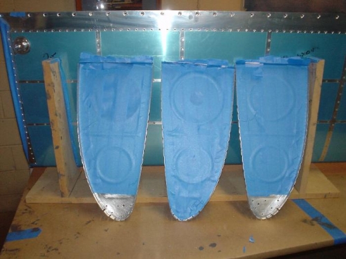 Last 3 tank ribs, masked with blue tape